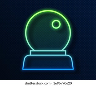 Icono de bola mágica de neón brillante aislado en fondo azul. Balón de cristal. Ilustración vectorial