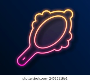 Icono de espejo de mano mágico aislado sobre fondo negro.  Vector