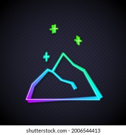 Glowing neon line Magic powder icon isolated on black background.  Vector