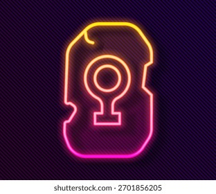 Icono de runa mágica de línea de neón brillante aislado sobre fondo negro. Piedra rúnica.  Vector