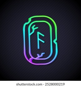 Glowing neon line Magic runes icon isolated on black background.  Vector