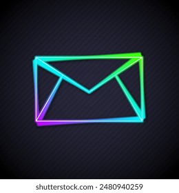 Glowing neon line Mail and e-mail icon isolated on black background. Envelope symbol e-mail. Email message sign.  Vector