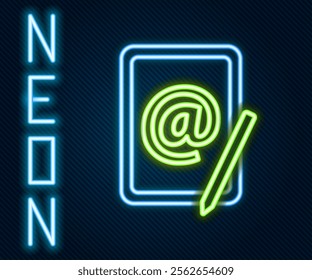 Glowing neon line Mail and e-mail icon isolated on black background. Envelope symbol e-mail. Email message sign. Colorful outline concept. Vector Illustration