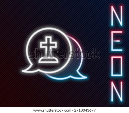 Glowing neon line Man graves funeral sorrow icon isolated on black background. The emotion of grief, sadness, sorrow, death. Colorful outline concept. Vector