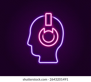 Glowing neon line Man with a headset icon isolated on black background. Support operator in touch. Concept for call center, client support service. Colorful outline concept. Vector
