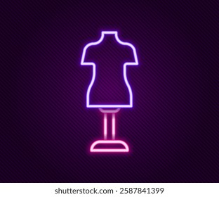 Glowing neon line Mannequin icon isolated on black background. Tailor dummy. Colorful outline concept. Vector