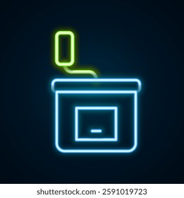 Glowing neon line Manual coffee grinder icon isolated on black background. Colorful outline concept. Vector