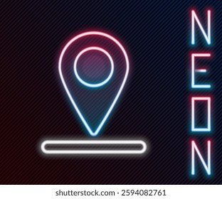 Glowing neon line Map pin icon isolated on black background. Navigation, pointer, location, map, gps, direction, place, compass, search concept. Colorful outline concept. Vector Illustration