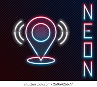 Glowing neon line Map pin icon isolated on black background. Navigation, pointer, location, map, gps, direction, search concept. Colorful outline concept. Vector