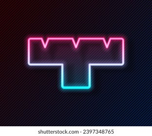 Glowing neon line Marker pen attachment icon isolated on black background.  Vector