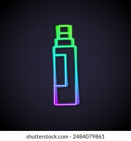 Glowing neon line Marker pen icon isolated on black background.  Vector