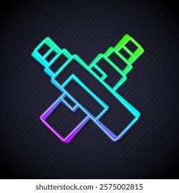 Glowing neon line Marker pen icon isolated on black background.  Vector