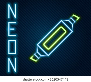 Glowing neon line Marker pen icon isolated on black background. Colorful outline concept. Vector