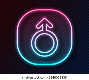 Glowing neon line Mars symbol icon isolated on black background. Astrology, numerology, horoscope, astronomy.  Vector