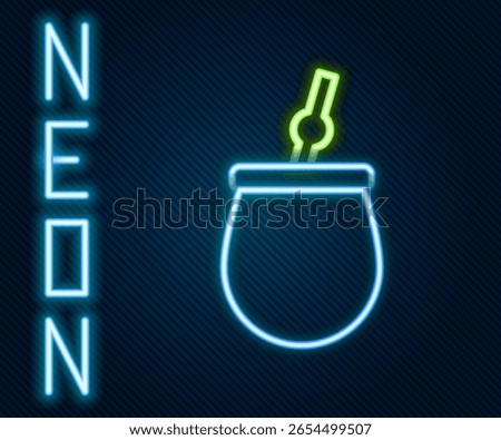 Glowing neon line Mate tea icon isolated on black background. Colorful outline concept. Vector