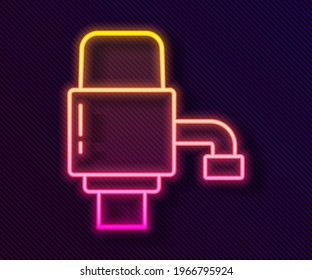 Glowing neon line Mechanical pump for bottled water icon isolated on black background.  Vector Illustration