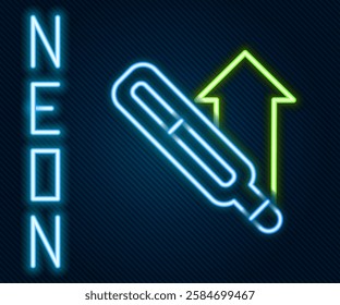 Glowing neon line Medical thermometer for medical examination icon isolated on black background. Colorful outline concept. Vector