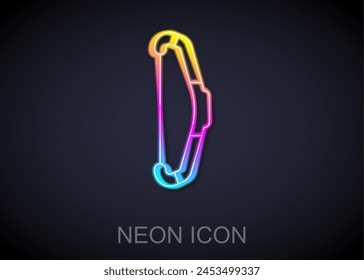 Glowing neon line Medieval bow icon isolated on black background. Medieval weapon.  Vector