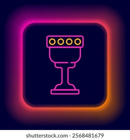 Glowing neon line Medieval goblet icon isolated on black background. Holy grail. Colorful outline concept. Vector