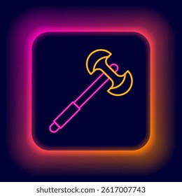 Glowing neon line Medieval poleaxe icon isolated on black background. Colorful outline concept. Vector