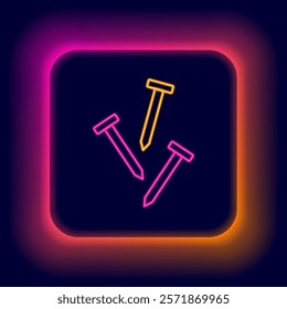 Glowing neon line Metallic nails icon isolated on black background. Colorful outline concept. Vector