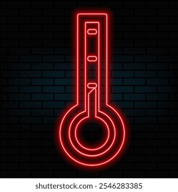 Glowing neon line Meteorology thermometer measuring icon isolated on black background. Thermometer equipment showing hot or cold weather. Vector