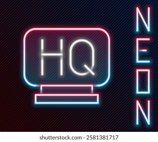 Glowing neon line Military headquarters icon isolated on black background. Colorful outline concept. Vector