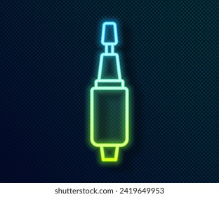 Glowing neon line Milling cutter for manicure icon isolated on black background. Apparatus for manicure. Manicure tools.  Vector