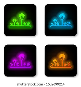 Glowing neon line Mold icon isolated on white background. Black square button. Vector Illustration