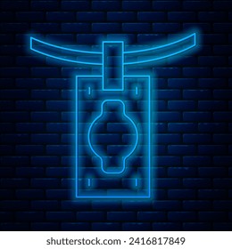 Glowing neon line Money laundering icon isolated on brick wall background. Money crime concept.  Vector