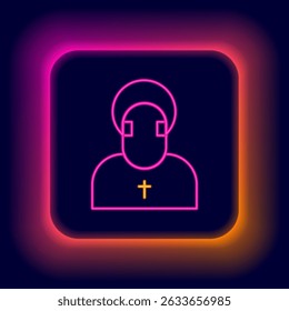 Glowing neon line Monk icon isolated on black background. Colorful outline concept. Vector
