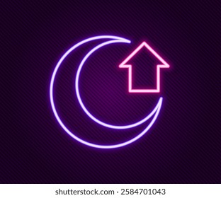 Glowing neon line Moon icon isolated on black background. Colorful outline concept. Vector