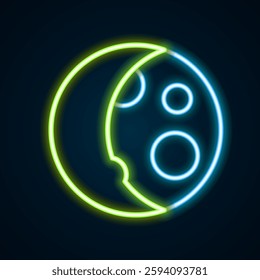 Glowing neon line Moon phases icon isolated on black background. Colorful outline concept. Vector