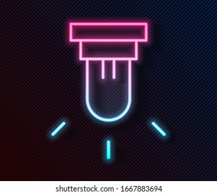 Icono del sensor de movimiento de la línea de neón iluminado aislado en fondo negro. Ilustración vectorial