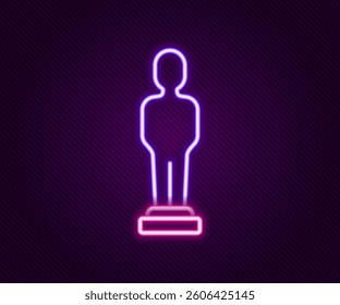 Glowing neon line Movie trophy icon isolated on black background. Academy award icon. Films and cinema symbol. Colorful outline concept. Vector