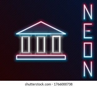 Glowing neon line Museum building icon isolated on black background. Colorful outline concept. Vector Illustration