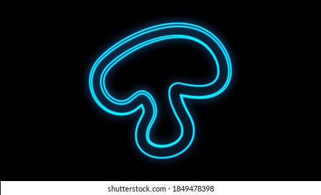 Glowing neon line Mushroom icon isolated on blue background. Vector Illustration.