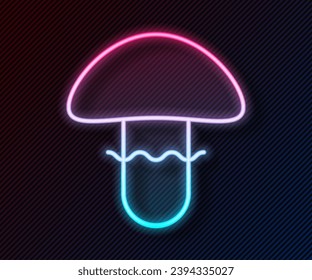 Glowing neon line Mushroom icon isolated on black background.  Vector