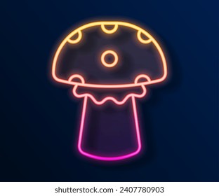 Glowing neon line Mushroom icon isolated on black background.  Vector