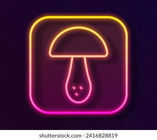 Glowing neon line Mushroom icon isolated on black background.  Vector