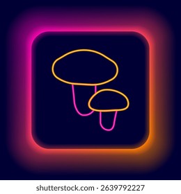 Glowing neon line Mushroom icon isolated on black background. Colorful outline concept. Vector