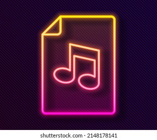 Glowing neon line Music book with note icon isolated on black background. Music sheet with note stave. Notebook for musical notes.  Vector