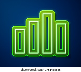 Glowing neon line Music equalizer icon isolated on blue background. Sound wave. Audio digital equalizer technology, console panel, pulse musical.  Vector