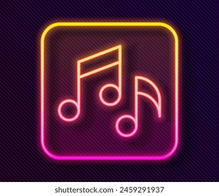 Nota musical, icono de tono aislado sobre fondo negro.  Vector