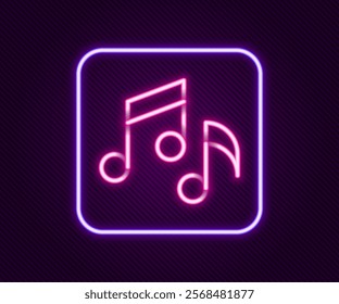 Glowing neon line Music note, tone icon isolated on black background. Colorful outline concept. Vector