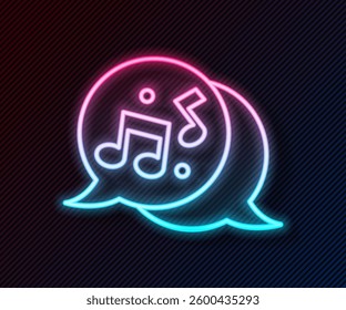 Glowing neon line Music note, tone icon isolated on black background.  Vector