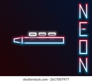 Glowing neon line Musical instrument drum and drum sticks icon isolated on black background. Colorful outline concept. Vector