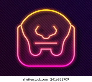 Glowing neon line Mustache and beard icon isolated on black background. Barbershop symbol. Facial hair style.  Vector