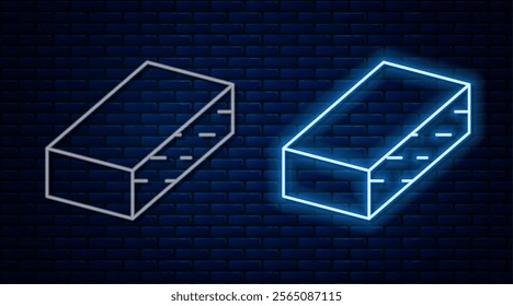 Glowing neon line Nail file icon isolated on brick wall background. Manicure tool.  Vector