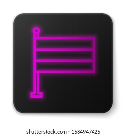 Glowing neon line National Germany flag icon isolated on white background. Black square button. Vector Illustration